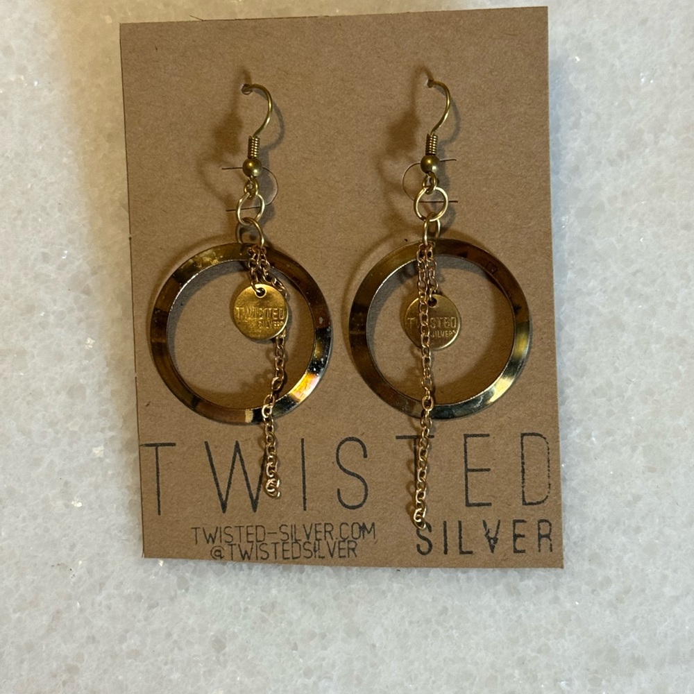 Twisted Silver Brass Hoop Earrings